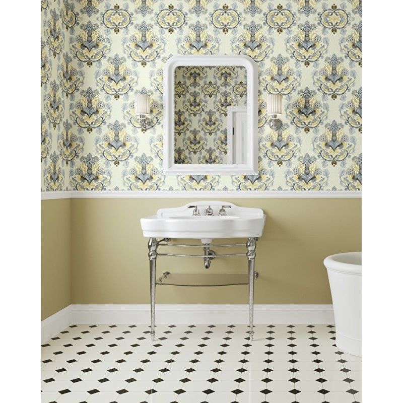 Melody Junior Console with white ceramic top, glass shelf and chromed metal legs L86.5xH96xD57.5 DEVON&DEVON - 1