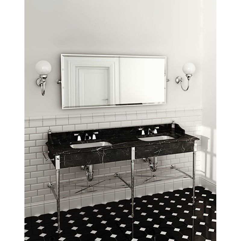 DoubleMadison washbasin with Nero Marquinha marble top,2towel rails,glass shelf L192xH103,5xP57 with chromed legs DEVON&DEVON - 