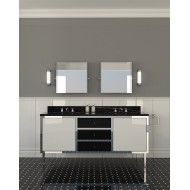 Jazz 3 Waschtischunterschrank aus lackiertem Holz 2 reinweiße Türen und tiefschwarze Schubladen L178,2xH99xT61,5 DEVON&DEVON - 1