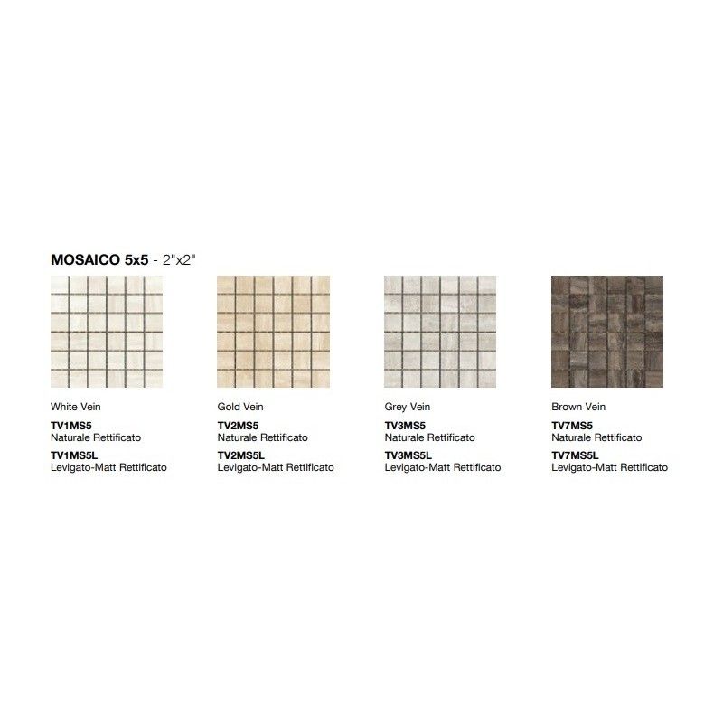 TOUCHSTONE BROWN VEIN MOSAIC 5X5 POLISHED MATT SQ. - COEM TV7MS5L