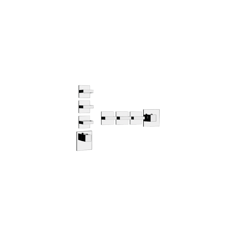 RETTANGOLO WELLNESS Partie extérieure Mitigeur thermostatique mural haut débit 3 sorties GESSI indépendantes GESSI SPA  - 2