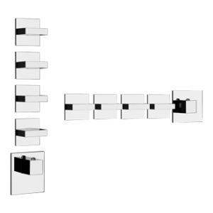 RETTANGOLO WELLNESS Außenteil Wandmontierter Thermostatmischer mit hohem Durchfluss 4 unabhängige GESSI-Ausgänge GESSI SPA  - 2