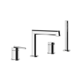 GEAR 4-Loch Wannengruppe mit Auslauf, Umstellung, 1,5m flexiblem Schlauch und Antikalk-Handbrause GESSI GESSI SPA  - 2