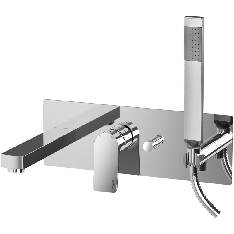 Berry Miscelatore vasca/doccia con deviatore con supporto a muro fisso in ABS con doccia e flessibile Cromo -  Paffoni BR 026CR 