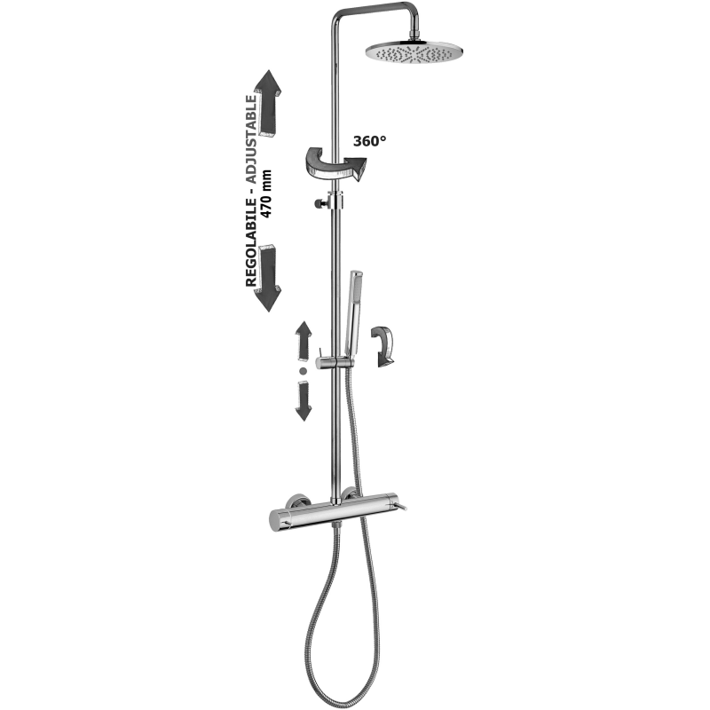 Adjustable shower column NEW MINI MASTER Chrome - Paffoni ZCOL 599 NEW MINI MASTER RUBINETTERIA PAFFONI - 1