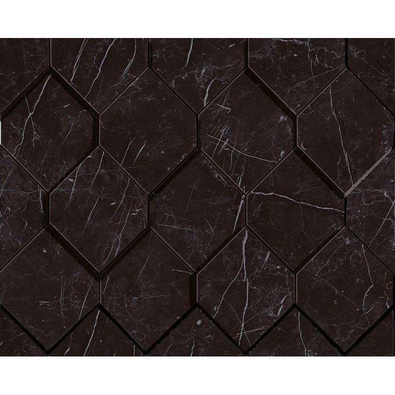 Marvel Nero Marquina Mosaico Esagono 3D 28,2X35,3cm AS4B Atlas Concorde CERAMICHE ATLAS CONCORDE - 1