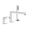 RETTANGOLO K 3-hole deck-mounted bathtub mixer with spout, diverter, 1.5m flexible hose and GESSI anti-limescale hand shower