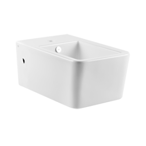 RETTANGOLO TOTAL LOOK Wall-mounted ceramic bidet with overflow. With central hole for GESSI taps