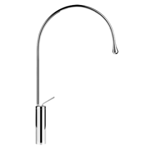 GOCCIA Hoher Waschtischmischer mit langem Auslauf ohne Ablaufgarnitur mit GESSI-Anschlussschläuchen