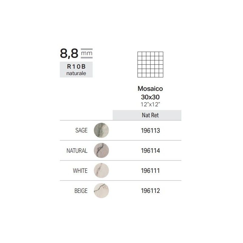BOLGHERI STONE 30x30 Mosaico Natural NATURALE RETTIFICATO  - LA FABBRICA AVA 196114 LA FABBRICA AVA - 1