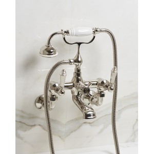 Diamond Mitigeur de baignoire mural avec douchette et flexible - Nickel Poli DEVON&DEVON - 1