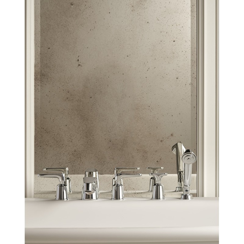 Twenties Bathtub mixer for 5-hole edge-mounting, with diverter and hand shower - Chrome DEVON&DEVON - 1