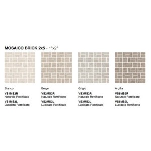 VERSATILE STONE  BIANCO MOSAICO BRICKS 2X5 LUCIDATO  - COEM VS1MS2L COEM - 1