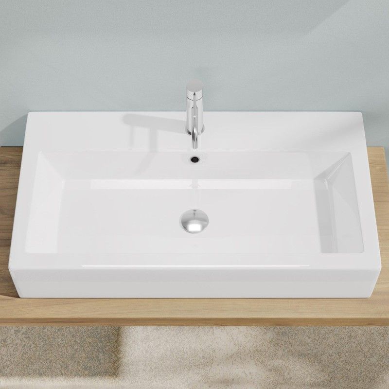 BAHIA 13 Washbasin 60X36,5 Single hole with overflow White HATRIA HATRIA - 1