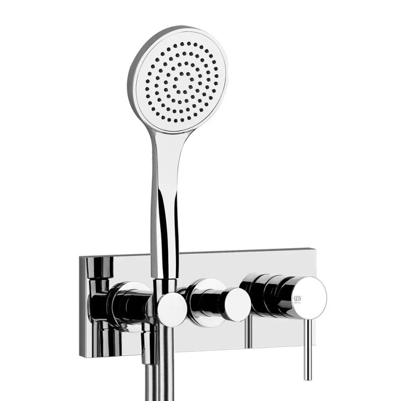 VIA TORTONA External part 2-way wall-mounted shower mixer with diverter, water connection, support and hand shower GESSI