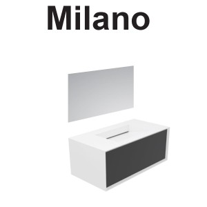 GSG MILANO Mobile Milano in white lacquered MDF L100xD52 with integrated sink and push and pull drawer