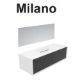 GSG MILANO Mobile Milano aus weiß lackiertem MDF L140xT52 mit integriertem Harzwaschbecken und zwei Push-and-Pull-Schubladen