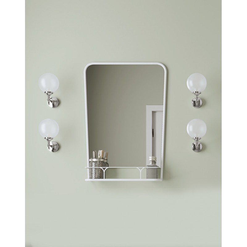 Vintage Mirrors Boogie Spiegel mit Regal L58xH83xT16 mit Weiss-Finish DEVON&DEVON - 1