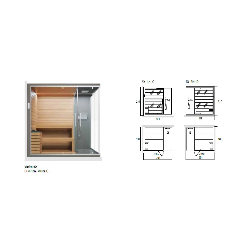 ETHOS G Sauna + Douche Espace L.301 x P.180 x H.215 TIGLIO HPL - Hafro - Geromin HAFRO-GEROMIN - 1