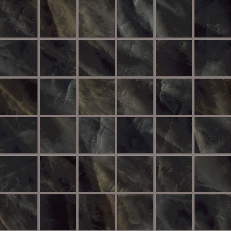 TELE DI MARMO CRYSTAL MOSAICO 5X5 VITRUM BLACK FULL LAPPATO 30X30 - EMILCERAMICA ENQJ EMILCERAMICA - 1