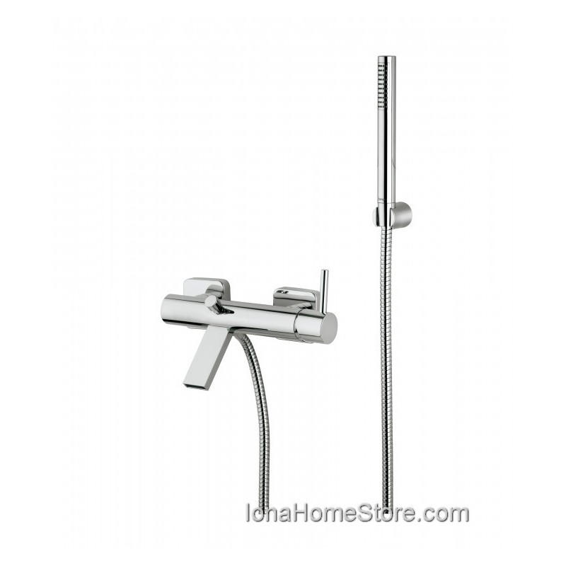 Bongio T SQUARE external bath mixer with shower set BONGIO RUBINETTERIE  - 1