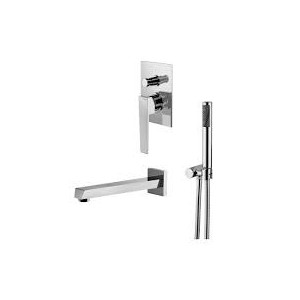 STELTH Mixer Bain encastré avec Déviateur, Bouche 220mm, set douche 01530-D BONGIO RUBINETTERIE  - 1