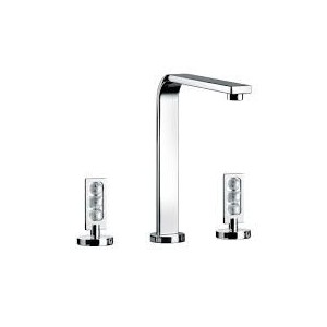 MYAMIX CRYSTAL Wandarmatur Waschbecken Tre fori mit Abfall clic-clac 48501 BONGIO RUBINETTERIE  - 1