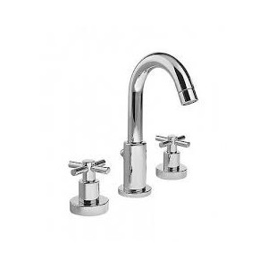 T CROSS Batterie Sink 3 trous avec Bouche tournant complete échappement 1.1/4" Chrome  Bongio 30501-BG BONGIO RUBINETTERIE  - 1
