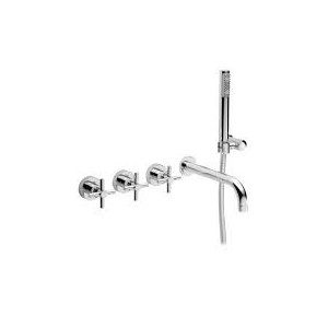 T CROSS Built-in bath mixer and shower mixer with duplex shower set Chrome  Bongio 30530-D BONGIO RUBINETTERIE  - 1