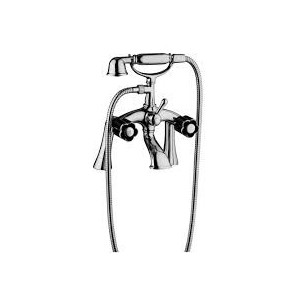 FLEUR NOIR External bath mixer on pillar with shower set Chrome  Bongio 12527 BONGIO RUBINETTERIE  - 1