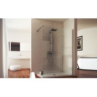 Pharo Fixed Shower Screen Shower cabin  from  70cm Chrome  Crystal 6mm Transparent FORTE BOX DOCCIA  - 1