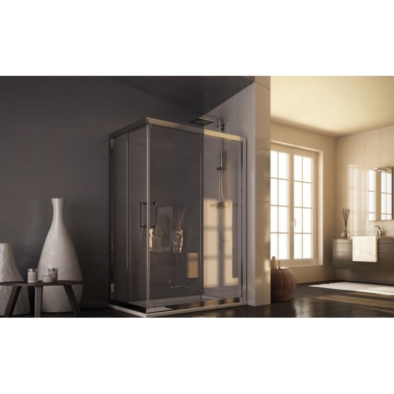 Roma Ecke Duschkabine  von  100X100cm Chrom  Kristall 6mm Transparent FORTE BOX DOCCIA  - 1