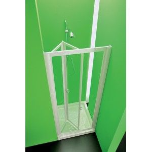 Domino Porta Box Doccia  da  80cm Bianco Cristallo Temperato 3mm Trasparente FORTE BOX DOCCIA  - 1