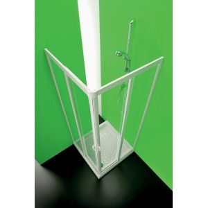 Vela Angolo Ante Box Doccia  da  90X90cm Bianco Cristallo Temperato 3mm Trasparente FORTE BOX DOCCIA  - 1