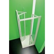 Flex Angolo Ante Box Doccia  da  80X80cm Bianco Cristallo Temperato 3mm Trasparente FORTE BOX DOCCIA  - 1