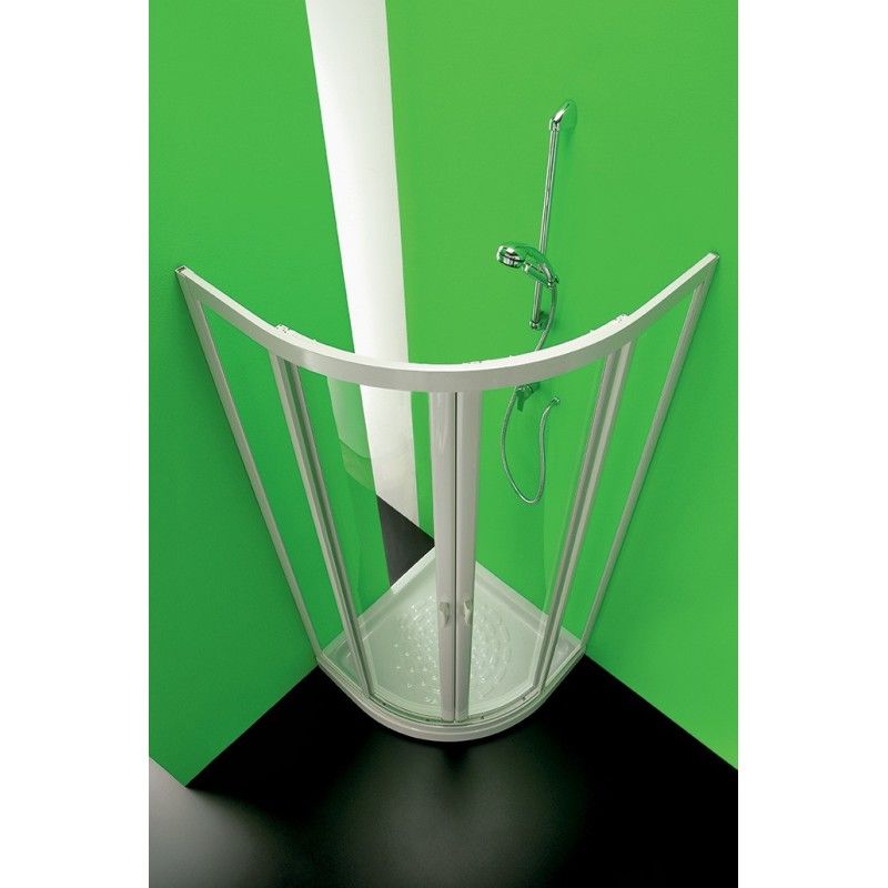 Ponte Runde Duschkabine  von  70cm Weiss Temperiertes Kristall 3mm Transparent FORTE BOX DOCCIA  - 1