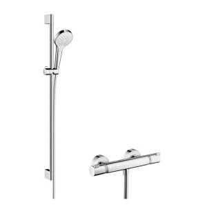 Croma 110 Select S Systeme de douche externe Vario avec thermostat Ecostat Comfort et tige de douche de 90 cm Hansgrohe 27014400