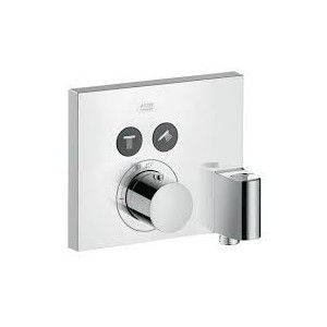 AXOR ShowerSelect Thermostat encastre carre pour 2 consommateurs avec raccordement mural et support de douche AXOR 36712000 HANS