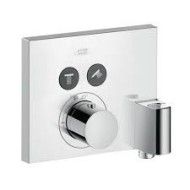 AXOR ShowerSelect Thermostat encastre carre pour 2 consommateurs avec raccordement mural et support de douche AXOR 36712000 HANS