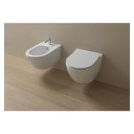 GSG LIKE  WC suspendu sans jante avec systeme d'echappement Smart Clean BRILLANT BLANC 36x52,5 avec  WC Couverture de toilette G