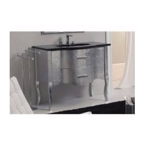 GSG TIME Meuble en bois cm 94x55 avec deux tiroirs, avec un dessus en marbre noir (Evier non inclus) 94x55xh85 TIMO94 GSG  - 1