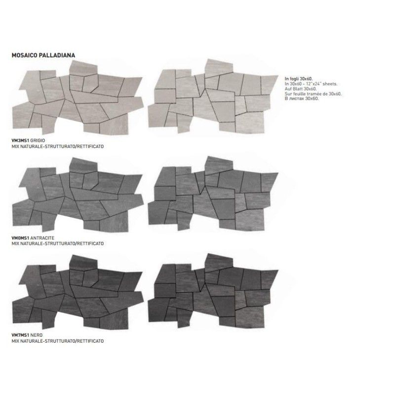 PIETRA VALMALENCO PALLADIANA MOSAICO NERO NAT/STR 0VM7MS1 COEM