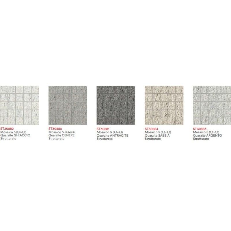 Mosaico 5 Quarzite Ghiaccio Structuré 30x30 - FMG ST30882